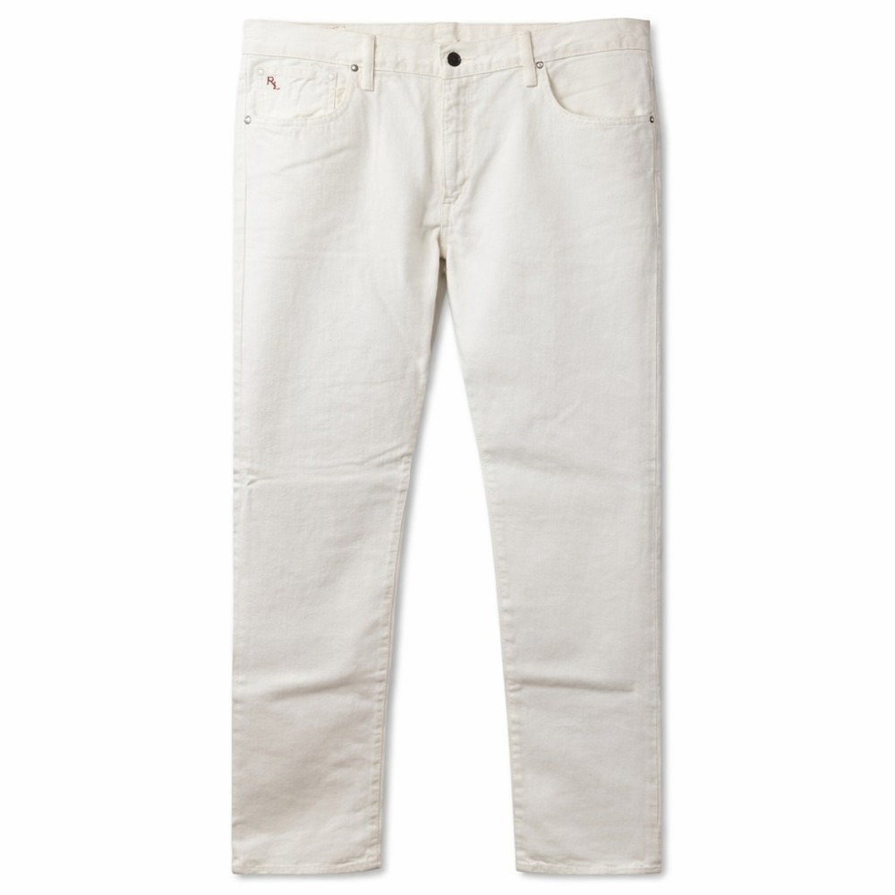 POLO Ralph Lauren Varick Slim Straight Jeans Sz 38x34 Hudson White 100% Cotton